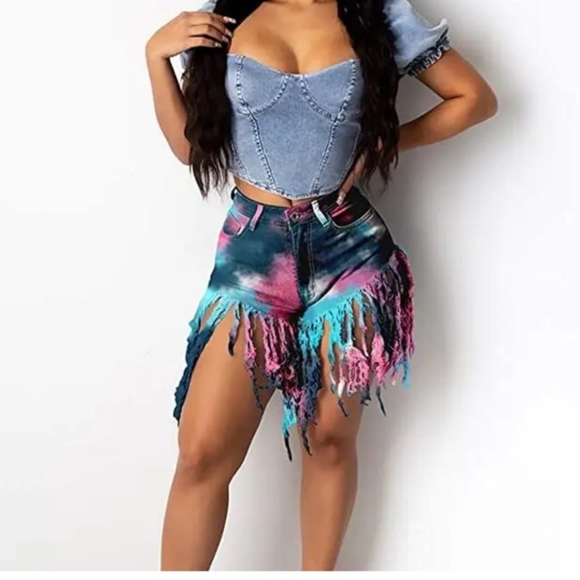 High waist Tye Dye Shorts - Picture 1 of 2